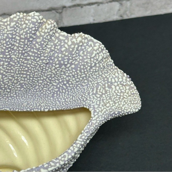 Conch Shell Shaped White Purple Ceramic Decor Cobblestone Pebble Glaze - Picture 15 of 16